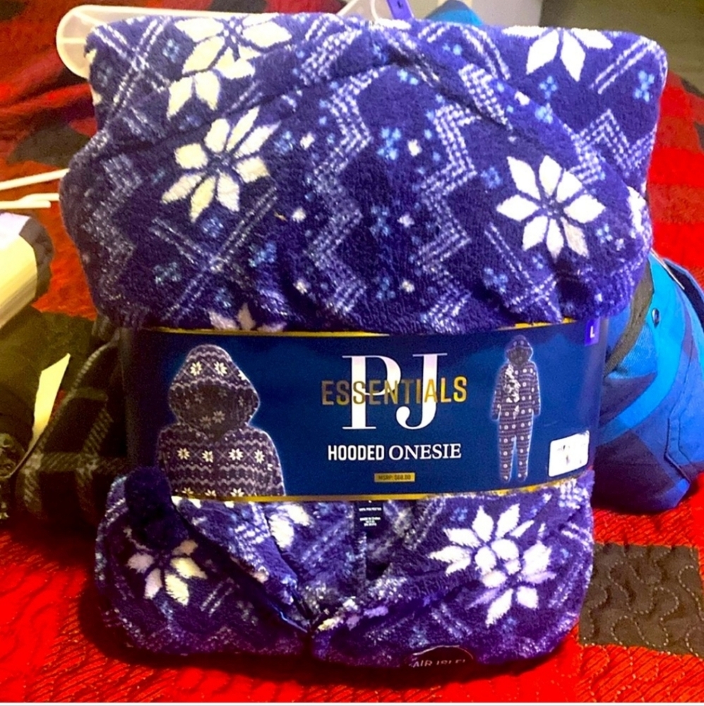 PJ Essentials Hooded Onesie Fair Isle Dark Blue & White, Size L